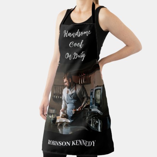 Tablier Joli Cuisinier en service Nom photo personnalisé H (Insitu)