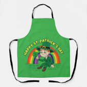 Tablier Joli dessin animé leprechaun avec shamrock et arc- (Recto)