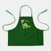 Tablier Joli Dinosaure Vert Noël Monogramme Enfants Apron (Recto)