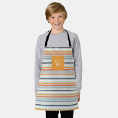Tablier Joli Dusky Orange Bleu Motif rayé Monogramme (Porté)