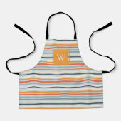 Tablier Joli Dusky Orange Bleu Motif rayé Monogramme (Recto)