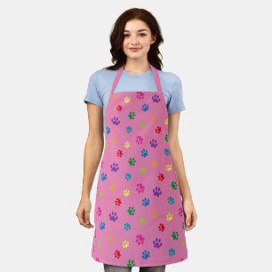 Tablier Joli Empreintes de pattes colorés Motif rose