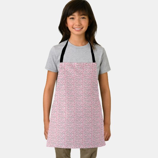 Tablier Joli en rose : Apron des fleurs blanches (Insitu)