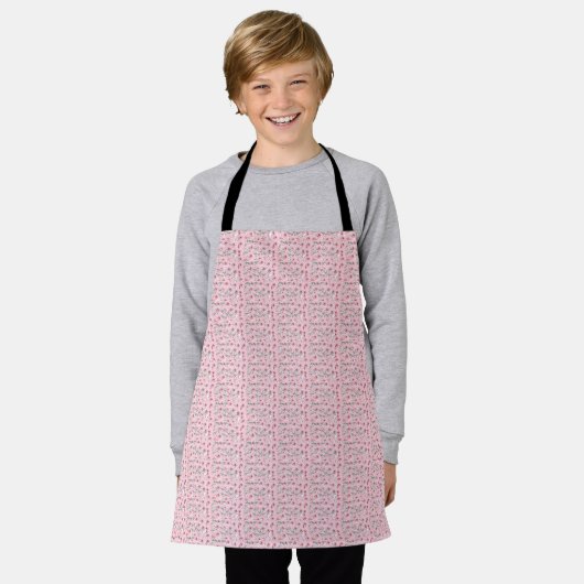 Tablier Joli en rose : Apron des fleurs blanches (Porté)