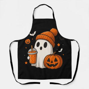 Tablier Joli fantôme d'Halloween avec citrouille et boisso