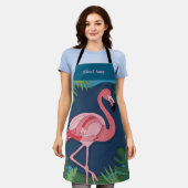 Tablier Joli Flamant rose rose avec nom (Porté)