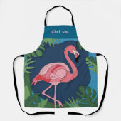Tablier Joli Flamant rose rose avec nom (Recto)