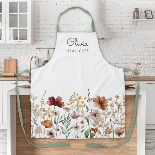 Tablier Joli Fleur sauvage d'aquarelle Florale Cuisine de