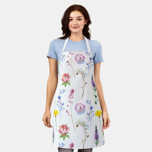 Tablier Joli Fleur sauvage Motif botanique (Porté)