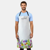 Tablier Joli Fleur sauvage Nom personnalisé et Monogramme (Porté)