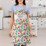 Tablier Joli floral imprimé personnalisé Nom du texte pers<br><div class="desc">Un joli tablier d'impression floral avec votre texte personnalisé - ajoutez un nom,  une entreprise ou tout texte personnalisé. Fête,  fête,  mariage ou cadeau de tous les jours.</div>