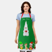 Tablier Joli Gnome de Noël et Escouade d'elfes sur Green (Porté)