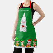 Tablier Joli Gnome de Noël et Escouade d'elfes sur Green (Insitu)