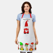 Tablier Joli Gnome de Noël et Escouade des elfes (Porté)