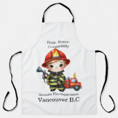 Tablier Joli jeune pompier en tenue rouge (Recto)