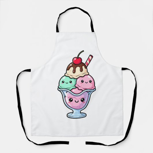 Tablier Joli kawaii sundae de glace (Recto)