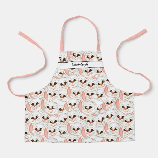 Tablier Joli lapin Lapin Face Motif Monogramme (Recto)