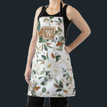Tablier Joli Monogramme de la végétation botanique florale<br><div class="desc">Ce design d'inspiration botanique présente d'élégantes fleurs de magnolia aquarellisées et une végétation luxuriante. Personnalisez l'aire avec votre monogramme ou votre initiale.</div>
