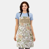 Tablier Joli motif botanique floral rose vert Citation (Porté)