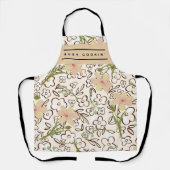 Tablier Joli motif botanique floral rose vert Citation (Recto)