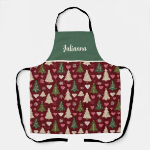 Tablier Joli motif d'arbre de Noël au tricot sur mesure