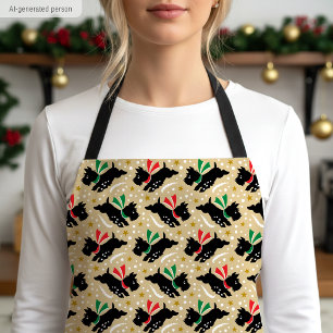 Tablier Joli motif de chien Scottie en or pour Noël