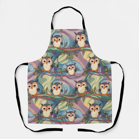 Tablier Joli Motif de Chouette colorée (Recto)