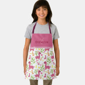 Tablier Joli motif de dino illustré monogramme et nom ap (Insitu)