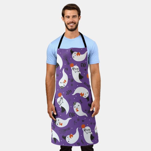 Tablier Joli motif de fantômes d'halloween (Porté)