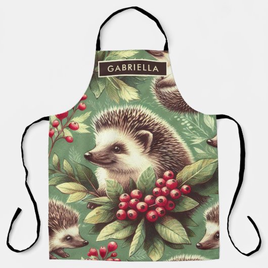 Tablier Joli Motif de hérisson Vintage (Recto)