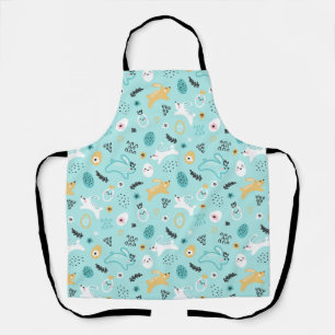 Tablier Joli motif de lapin de Pâques Lapins kawaii Œufs