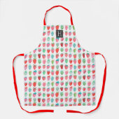 Tablier Joli motif de monogramme de fraise rouge (Recto)