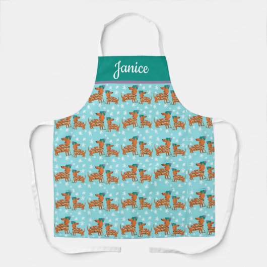 Tablier Joli Motif de Noël Dachshund Snowflake (Recto)