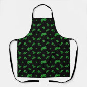 Tablier Joli motif de trèfle vert dégradé noir (Recto)