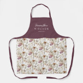 Tablier Joli Motif Fleur sauvage d'automne | Nom (Recto)