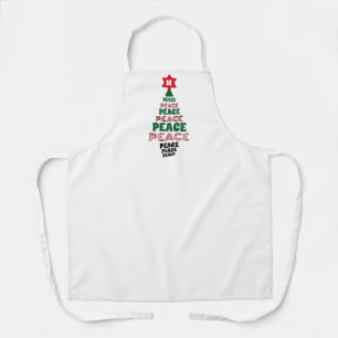 Tablier Joli Noël Arbre de Paix Personnalisé Blanc initial