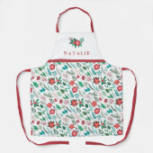 Tablier Joli Noël Floral Nom du motif blanc femmes (Recto)