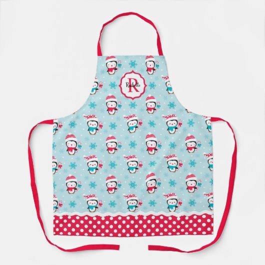 Tablier Joli Noël Penguin d'hiver Motif (Recto)