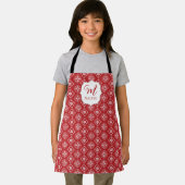 Tablier Joli Noël Rouge Monogramme Simple Flocon de neige (Insitu)