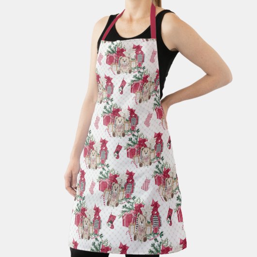 Tablier Joli Noël Teddy Ours et boîtes cadeaux Apron (Insitu)