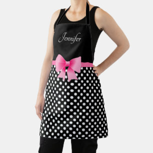 Tablier Joli Nœud Rose Noir Et Blanc Nom