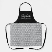 Tablier Joli noir et blanc Fleur Motif Nom Apron (Recto)