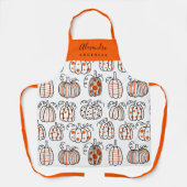 Tablier Joli Nom de Script de Motif de Citrouille Orange (Recto)