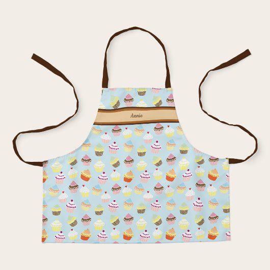 Tablier Joli nom personnalisé avec impression de cupcake