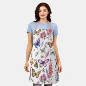 Tablier Joli papillon d'aquarelle Motif de jardin fleuri (Porté)