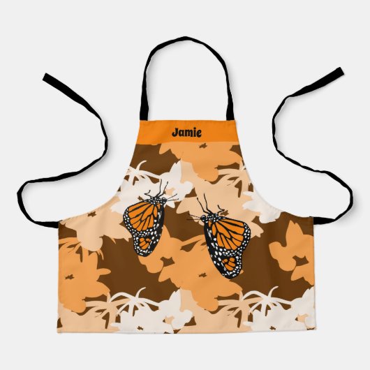 Tablier Joli papillon monarch stylisé orange (Recto)