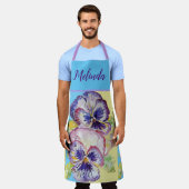 Tablier Joli Pastel Floral Pansy Pink Blue Womans Apron (Porté)