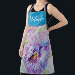 Tablier Joli Pastel Floral Pansy Purple Womans Apron<br><div class="desc">Joli Pastel Floral Purple Blue Pansy Aquarelle Peinture Motif Woman's Kitchen Apron,  avec un nom entièrement personnalisable. Conçu à partir de mon illustration originale de chat.</div>