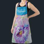 Tablier Joli Pastel Floral Pansy Purple Womans Apron<br><div class="desc">Joli Pastel Floral Purple Blue Pansy Aquarelle Peinture Motif Woman's Kitchen Apron,  avec un nom entièrement personnalisable. Conçu à partir de mon illustration originale de chat.</div>