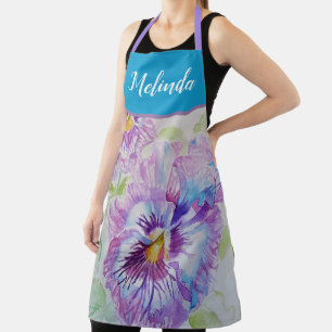 Tablier Joli Pastel Floral Pansy Purple Womans Apron